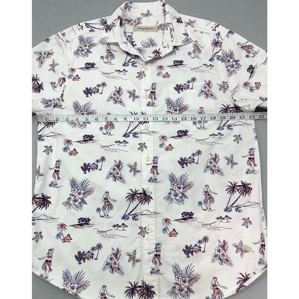 Tommy Bahama White Tropical Hula Girl Palm Tree Button Up Shirt Men’s Size Large - Picture 9 of 11